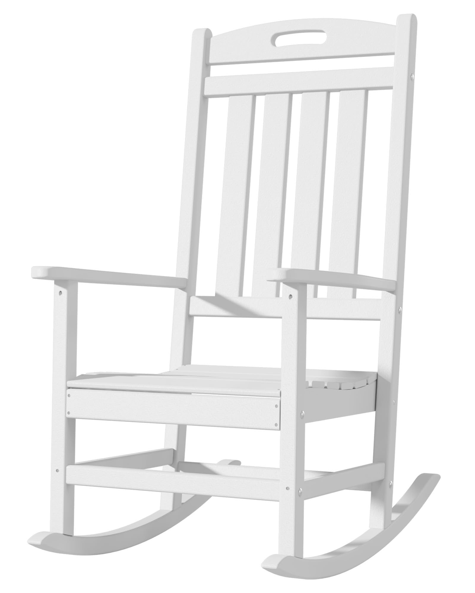 Slate Grey All-Weather Poly Lumber High Back Outdoor Rocking Chair for Porch Garden