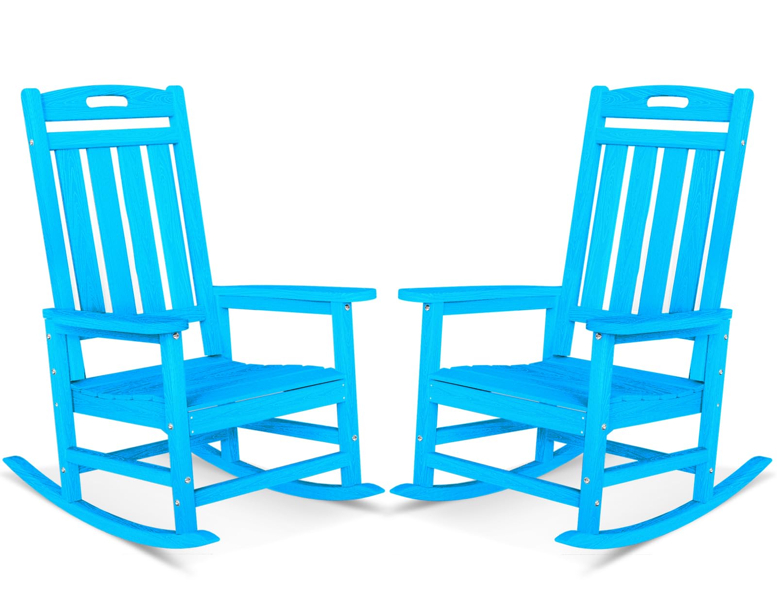 Outdoor Rocking Chair, High Back HDPE Patio Chair, All Weather Rocker Porch Chair, Lawn Chair for Deck, Porch, Backyard, Garden and Indoor, Black