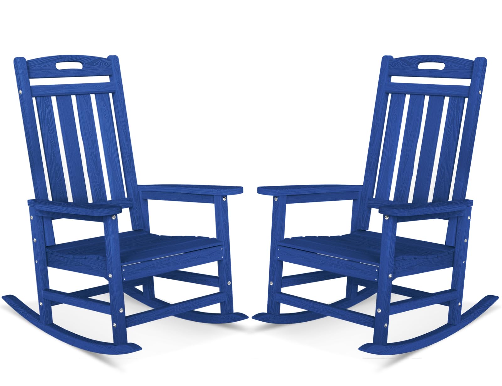 Outdoor Rocking Chair, High Back HDPE Patio Chair, All Weather Rocker Porch Chair, Lawn Chair for Deck, Porch, Backyard, Garden and Indoor, Black