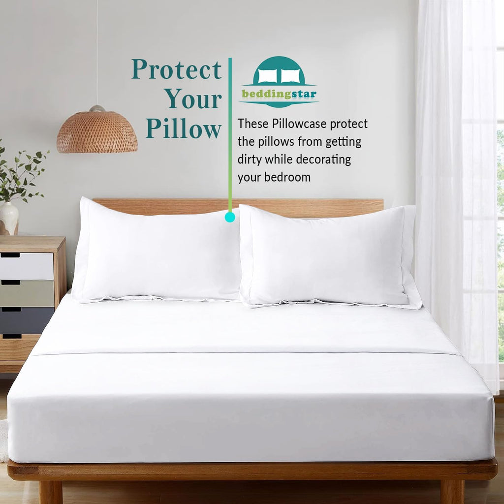 King Pillow Shams Set of 2 White Pillow Shams King Size 20x36 Pillow Covers 100% Egyptian Cotton 600 Thread Count Soft Skin Friendly Cushion Cover Cases Decorative Pillow Shams for Bed