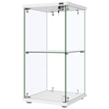 VIVOHOME 3 Layers 16''W x 16''D x 33''H Glass Display Cabinet Showcase Countertop with Lock, 4mm Tempered Glass 25mm MDF Base