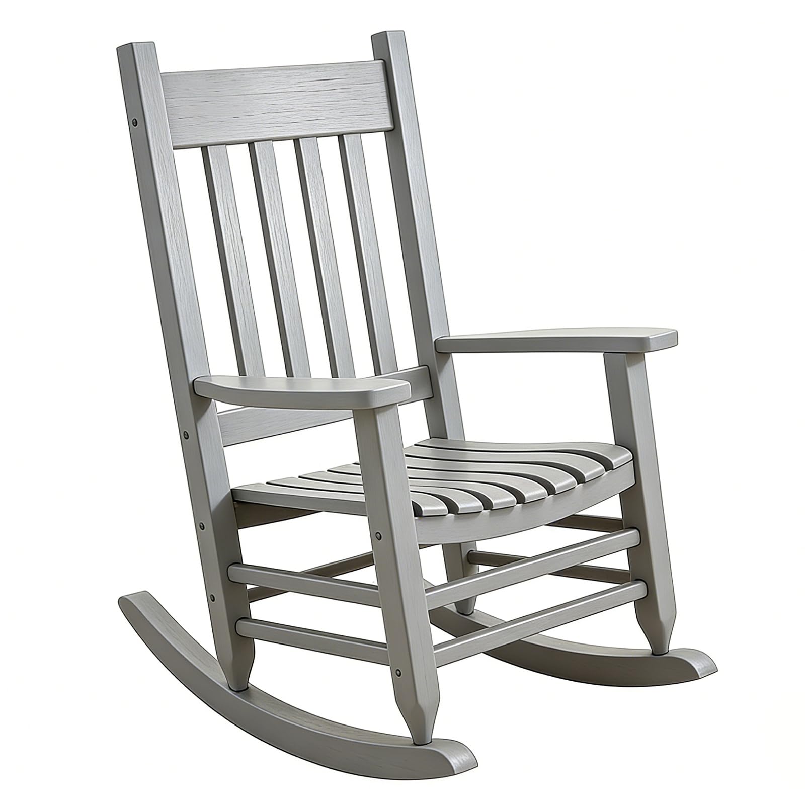 Oversized Outdoor Wooden Rocking Chair for Adults, High Back Porch Rocker with Armrest, 540 lbs Weight Capacity, All Weather Waterproof Rocking Chair for Patio Lawn Garden Living Room (Brown)