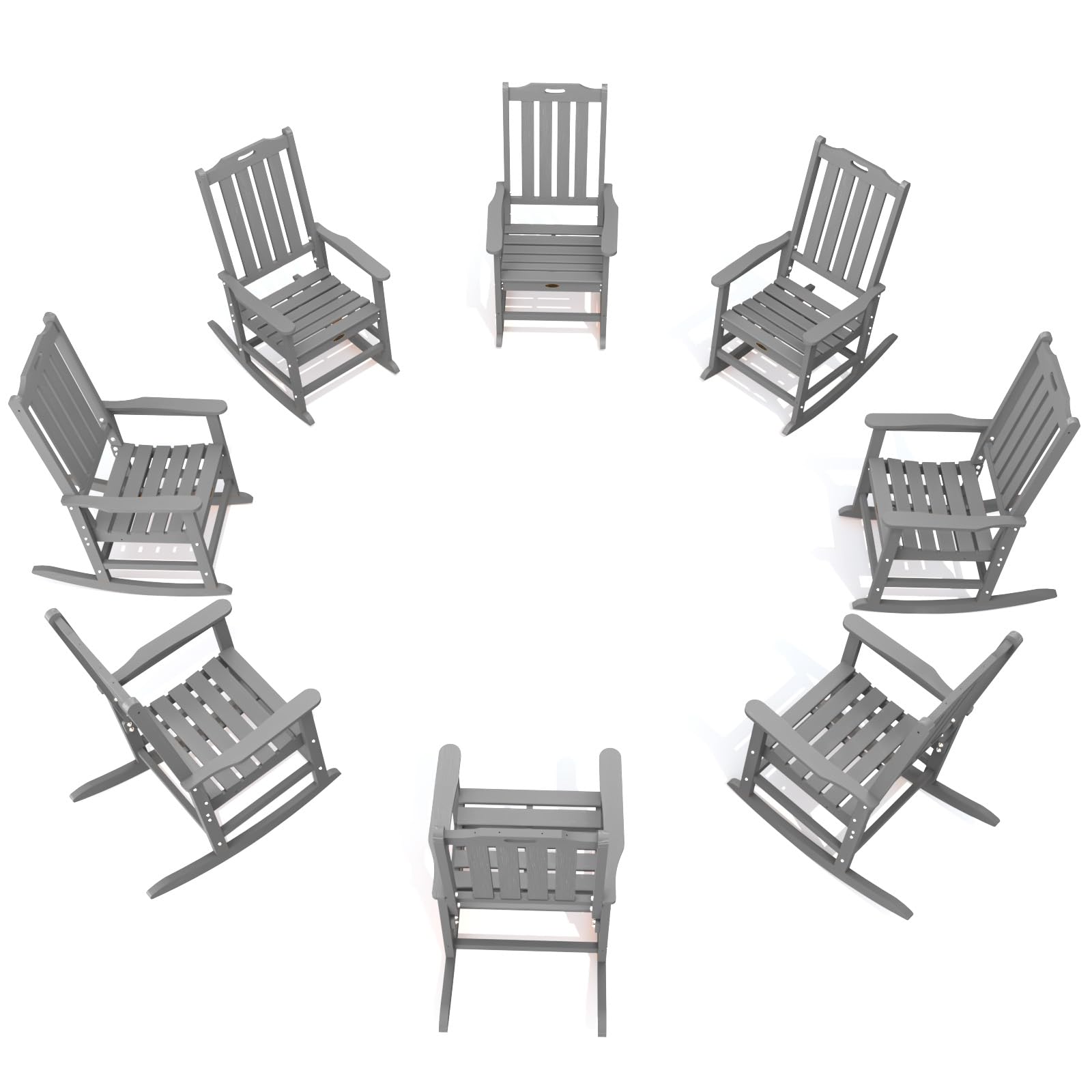 THOEOE Oversized Rocking Chair, Outdoor Rocking Chair for Adults, All Weather Resistant Porch Rocker for Lawn Garden, Black