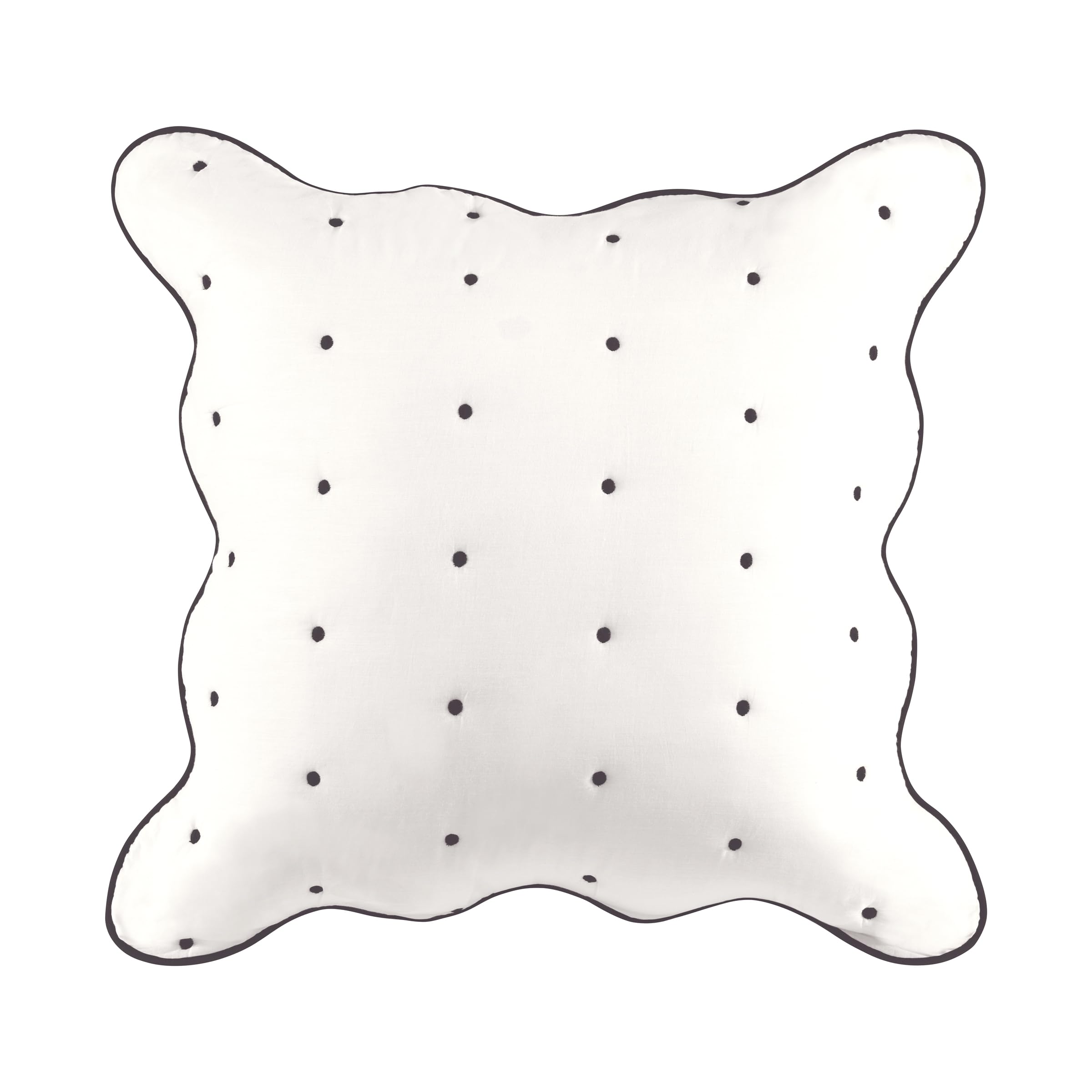 kate spade new york Scalloped Edge Euro Sham, 26" x 26" Decorative Pillow Cover, Single 100% Cotton Cover, Machine Washable, Navy