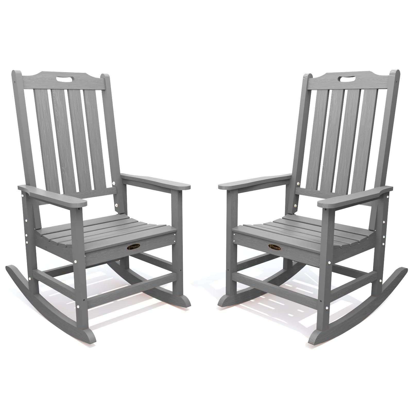 THOEOE Oversized Rocking Chair, Outdoor Rocking Chair for Adults, All Weather Resistant Porch Rocker for Lawn Garden, Black