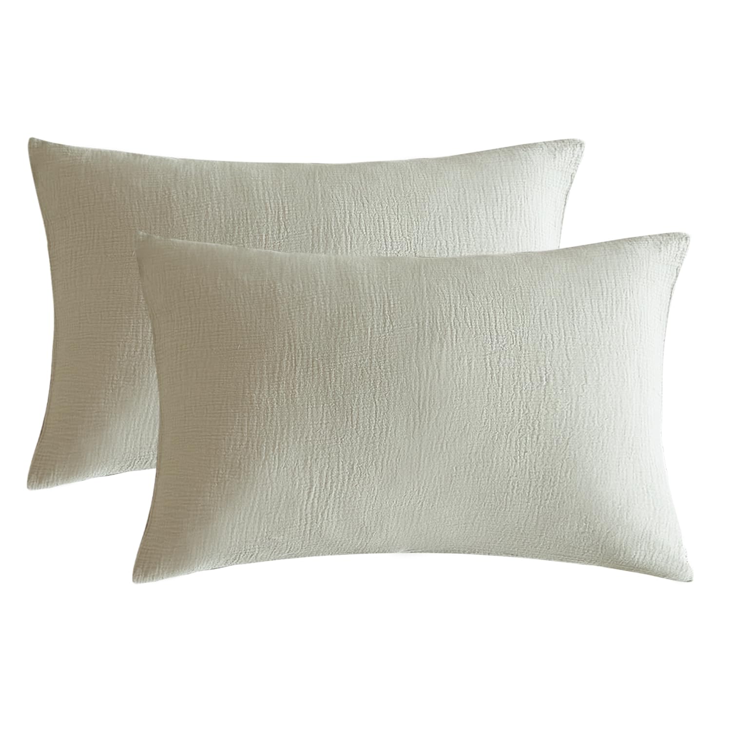 SE SOFTEXLY Muslin Pillowcases Standard Size 100% Cotton, 2 Pack Pillow Shams with Envelope Closure, Ultral Soft and Breathable Pillow Case Covers, Off-White, 20" X 26", No Filling
