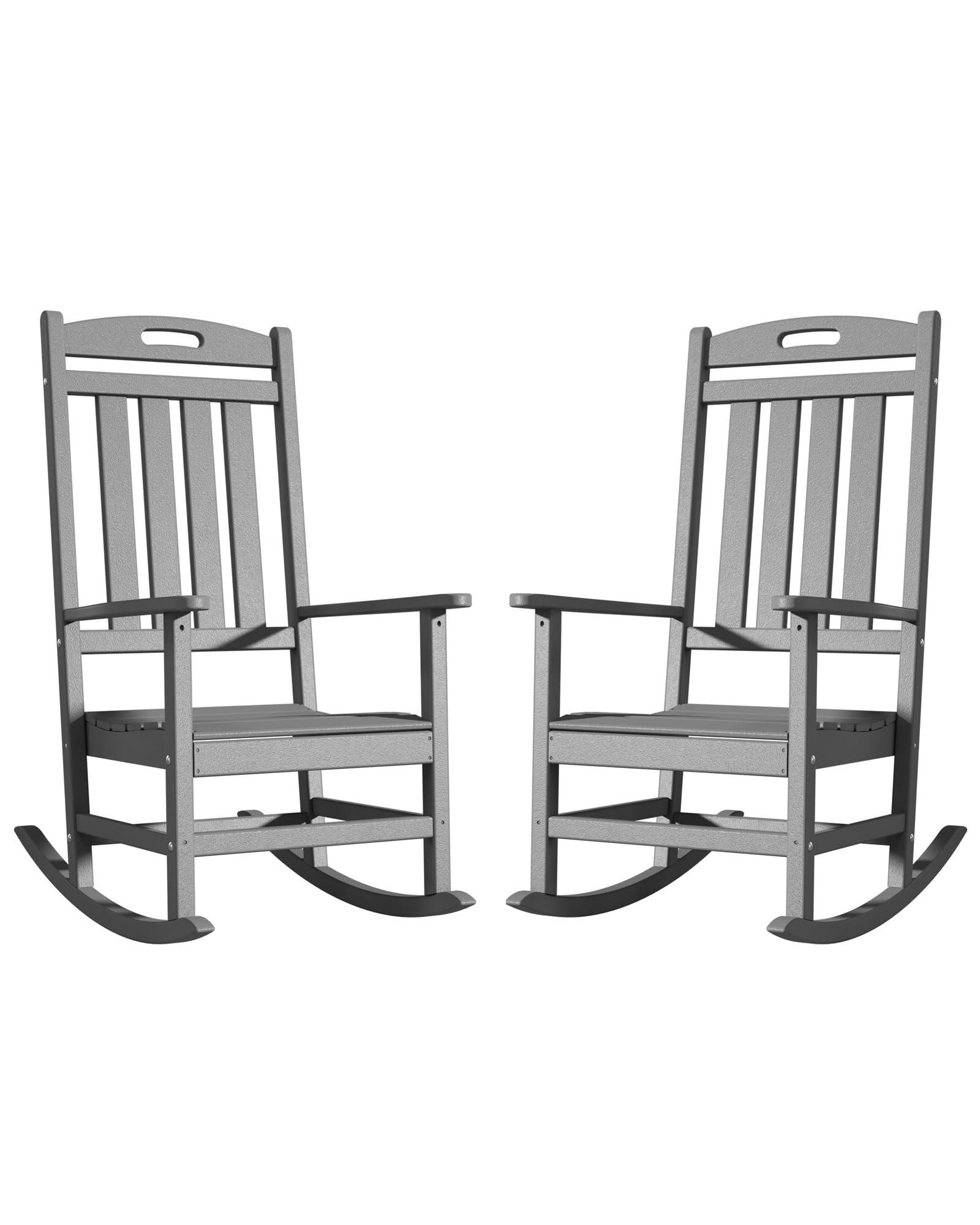 Slate Grey All-Weather Poly Lumber High Back Outdoor Rocking Chair for Porch Garden