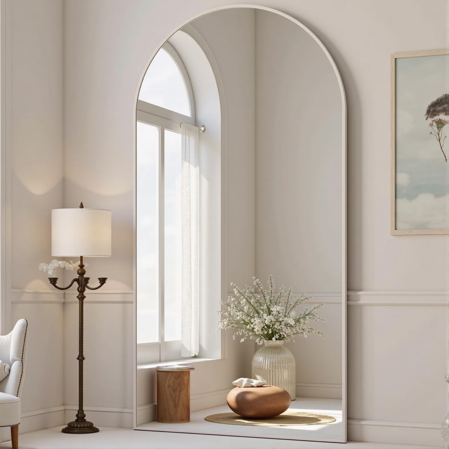 22"×30" Bronze Arched Wall Mirror, Vintage Baroque Metal Framed Mirror for Bathroom Entryway