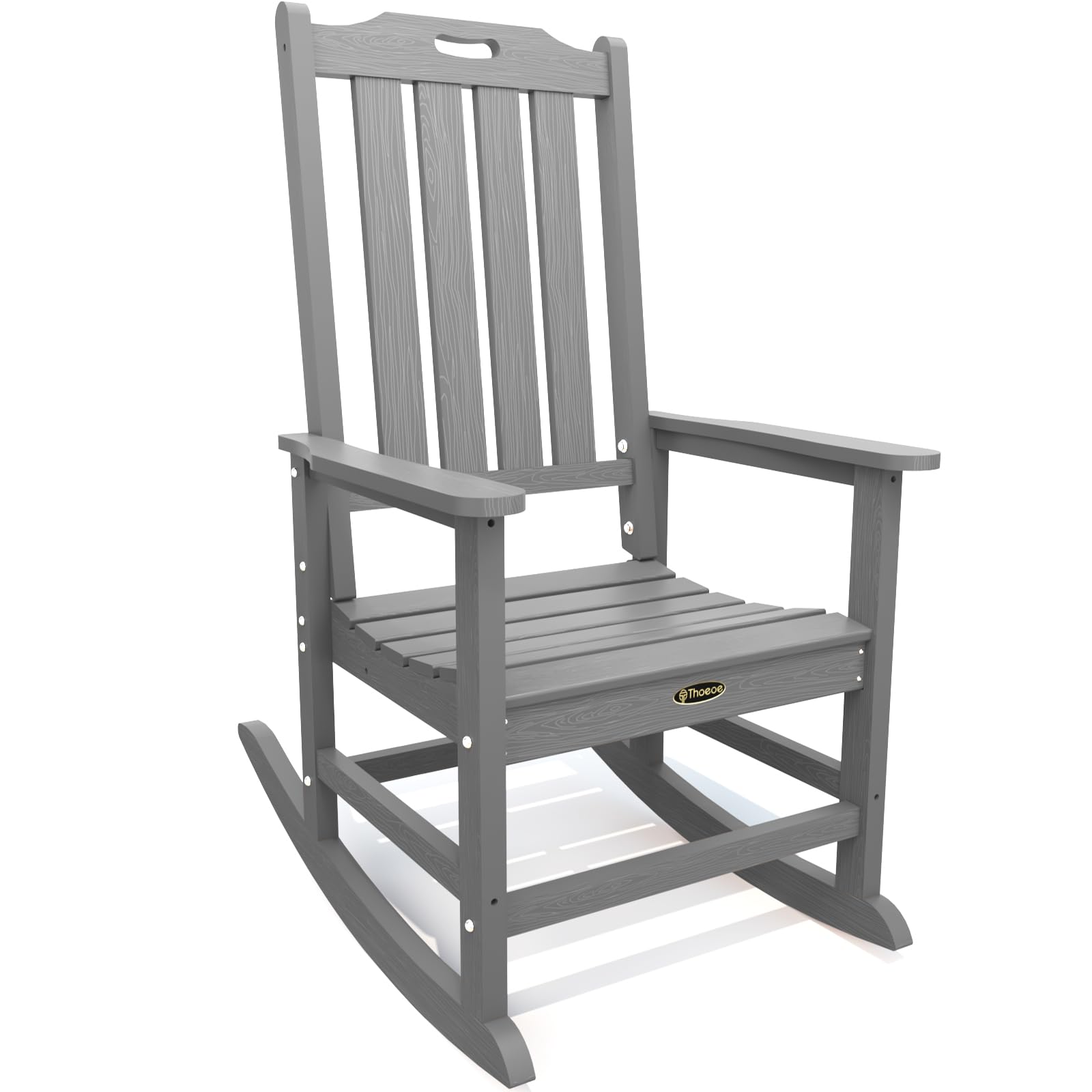 THOEOE Oversized Rocking Chair, Outdoor Rocking Chair for Adults, All Weather Resistant Porch Rocker for Lawn Garden, Black