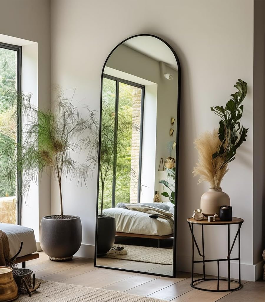 22"×30" Bronze Arched Wall Mirror, Vintage Baroque Metal Framed Mirror for Bathroom Entryway