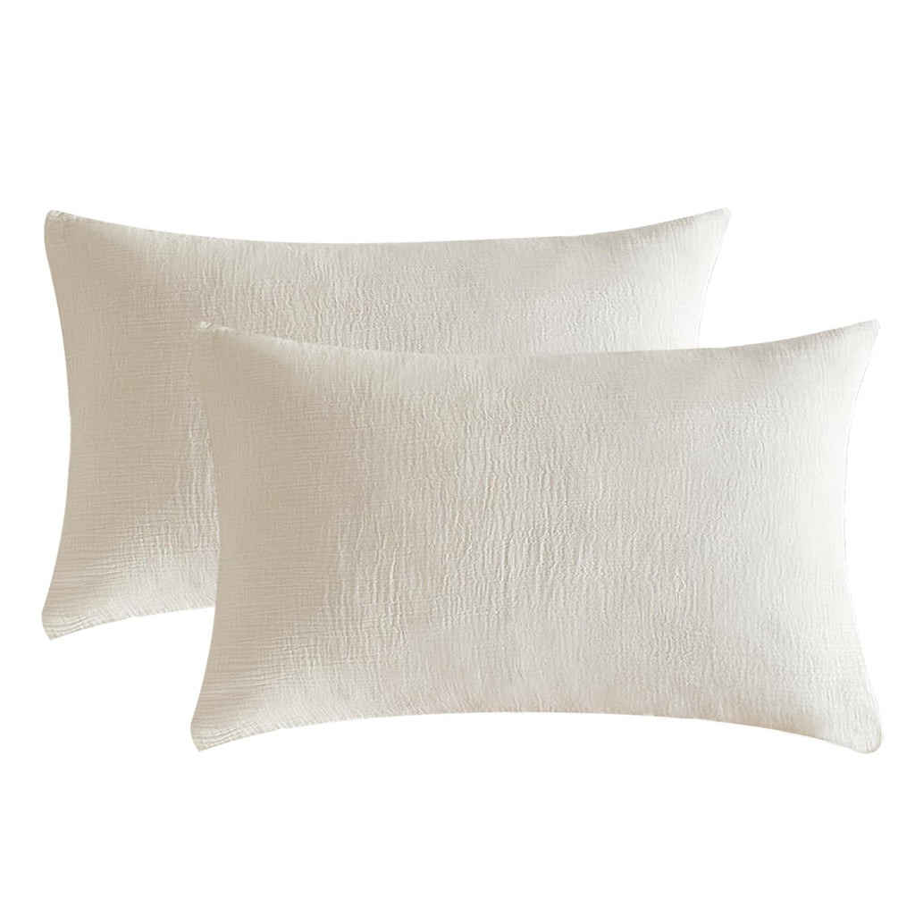 SE SOFTEXLY Muslin Pillowcases Standard Size 100% Cotton, 2 Pack Pillow Shams with Envelope Closure, Ultral Soft and Breathable Pillow Case Covers, Off-White, 20" X 26", No Filling
