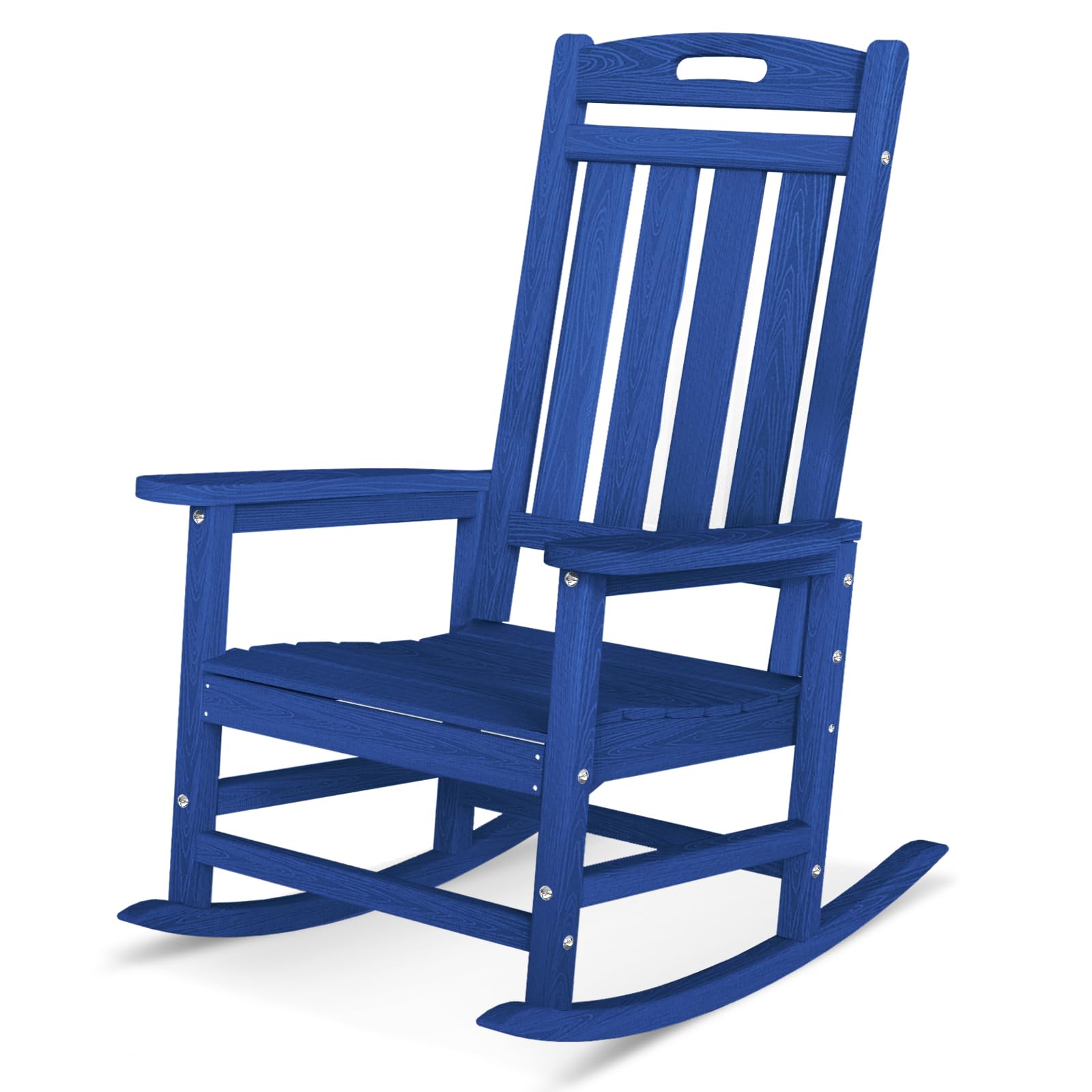 Outdoor Rocking Chair, High Back HDPE Patio Chair, All Weather Rocker Porch Chair, Lawn Chair for Deck, Porch, Backyard, Garden and Indoor, Black