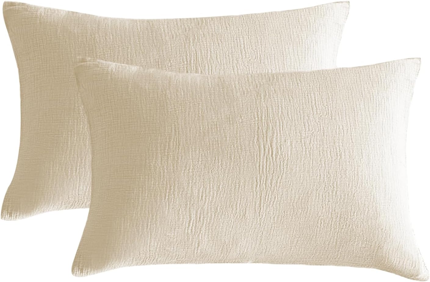SE SOFTEXLY Muslin Pillowcases Standard Size 100% Cotton, 2 Pack Pillow Shams with Envelope Closure, Ultral Soft and Breathable Pillow Case Covers, Off-White, 20" X 26", No Filling