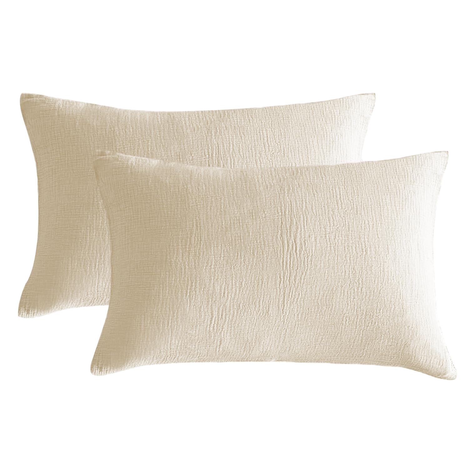 SE SOFTEXLY Muslin Pillowcases Standard Size 100% Cotton, 2 Pack Pillow Shams with Envelope Closure, Ultral Soft and Breathable Pillow Case Covers, Off-White, 20" X 26", No Filling