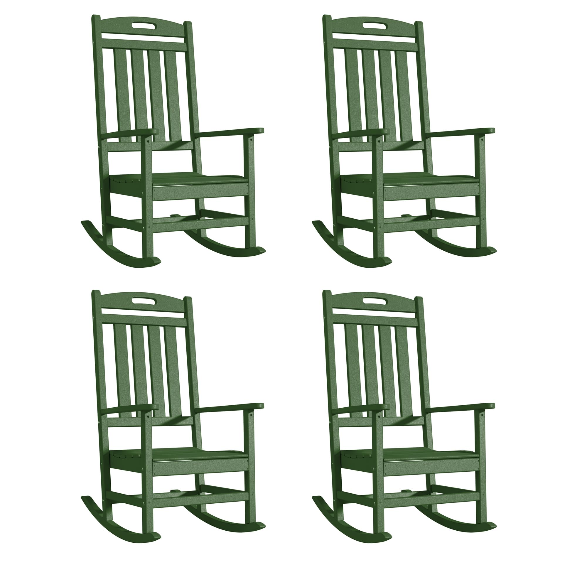 Slate Grey All-Weather Poly Lumber High Back Outdoor Rocking Chair for Porch Garden