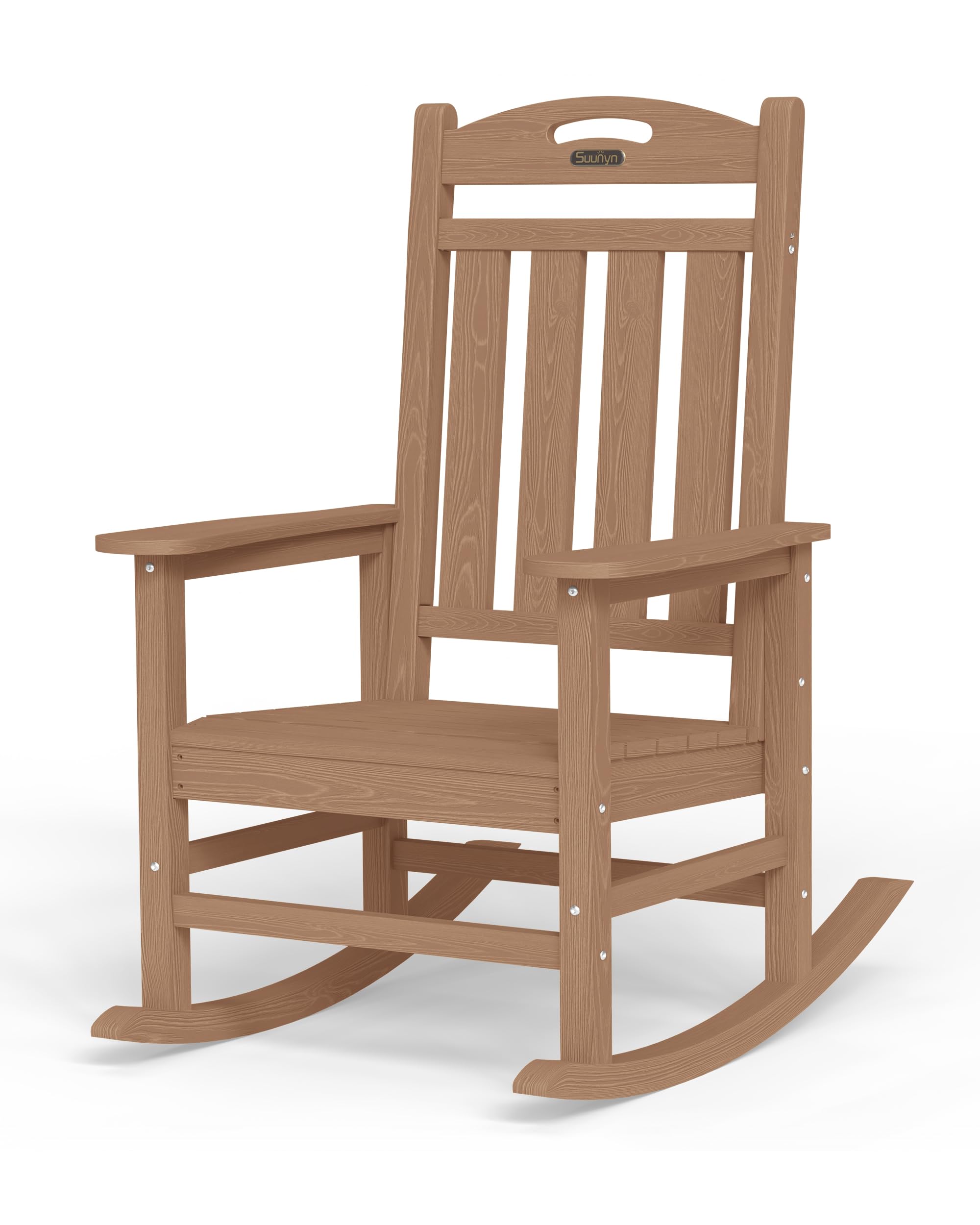 Oversized Outdoor Rocking Chair, High Back Porch Rocker Chair, HDPE All Weather Resistant Rocking Chairs for Patio, 380lbs Weight Capacity, Black