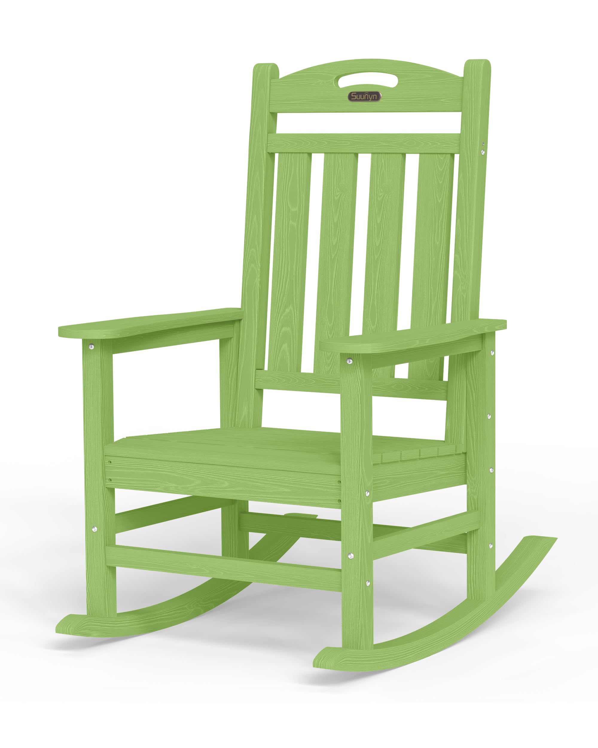 Oversized Outdoor Rocking Chair, High Back Porch Rocker Chair, HDPE All Weather Resistant Rocking Chairs for Patio, 380lbs Weight Capacity, Black