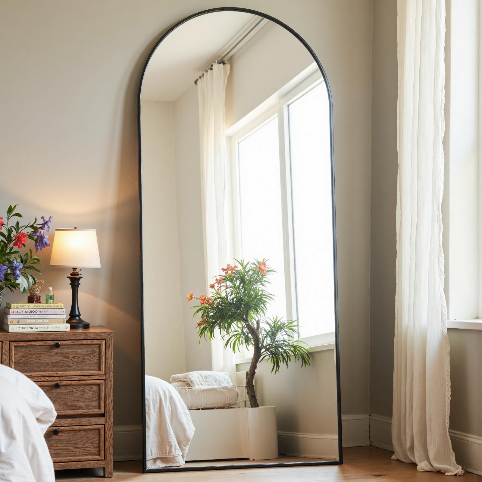 22"×30" Bronze Arched Wall Mirror, Vintage Baroque Metal Framed Mirror for Bathroom Entryway