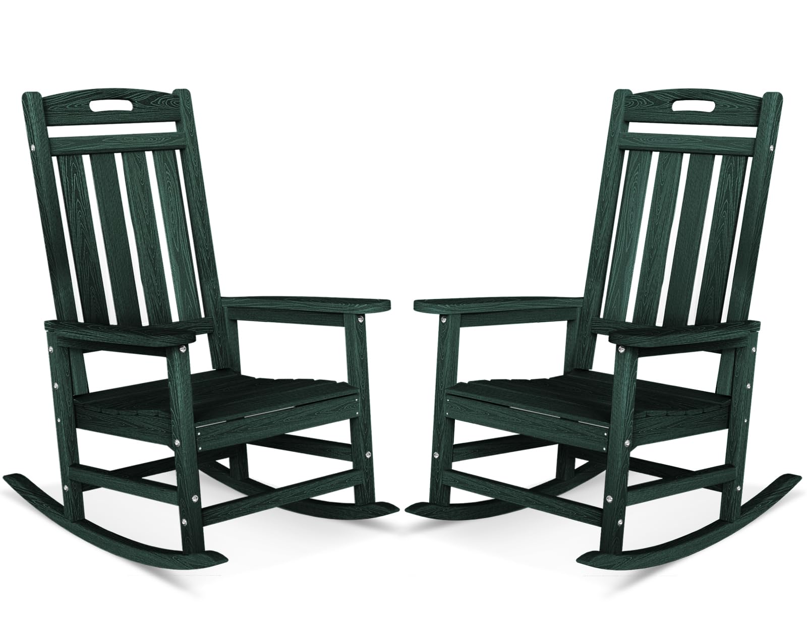 Outdoor Rocking Chair, High Back HDPE Patio Chair, All Weather Rocker Porch Chair, Lawn Chair for Deck, Porch, Backyard, Garden and Indoor, Black