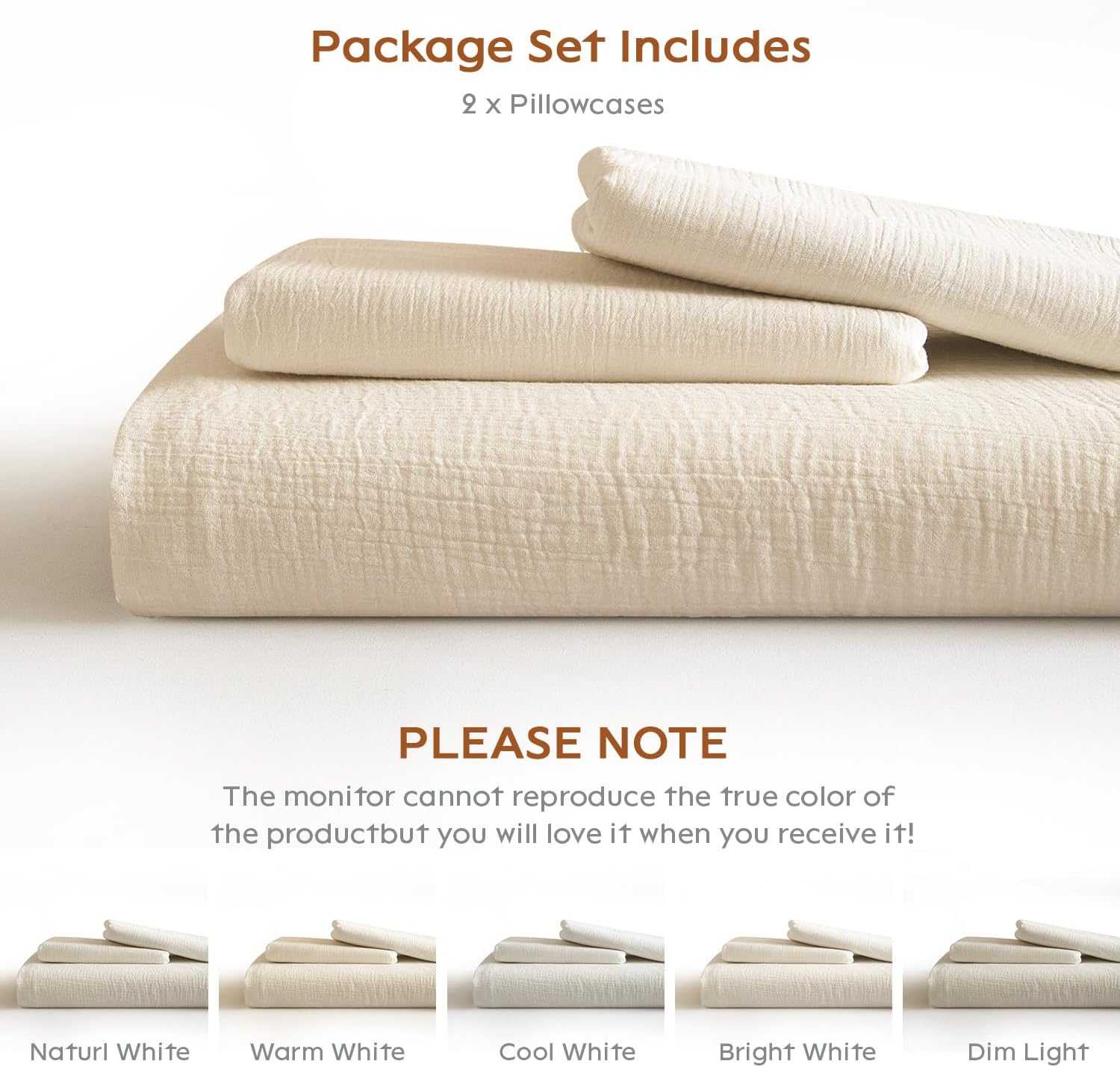 SE SOFTEXLY Muslin Pillowcases Standard Size 100% Cotton, 2 Pack Pillow Shams with Envelope Closure, Ultral Soft and Breathable Pillow Case Covers, Off-White, 20" X 26", No Filling