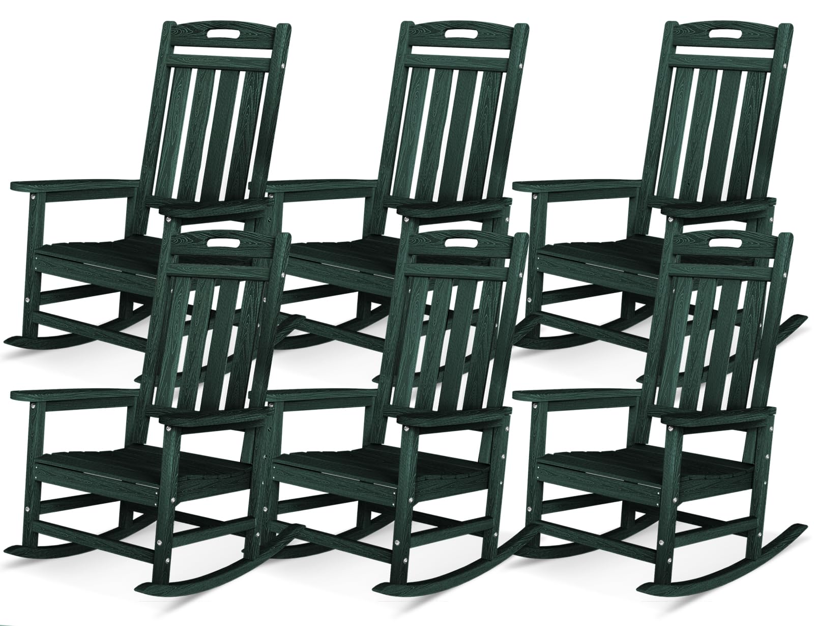 Outdoor Rocking Chair, High Back HDPE Patio Chair, All Weather Rocker Porch Chair, Lawn Chair for Deck, Porch, Backyard, Garden and Indoor, Black