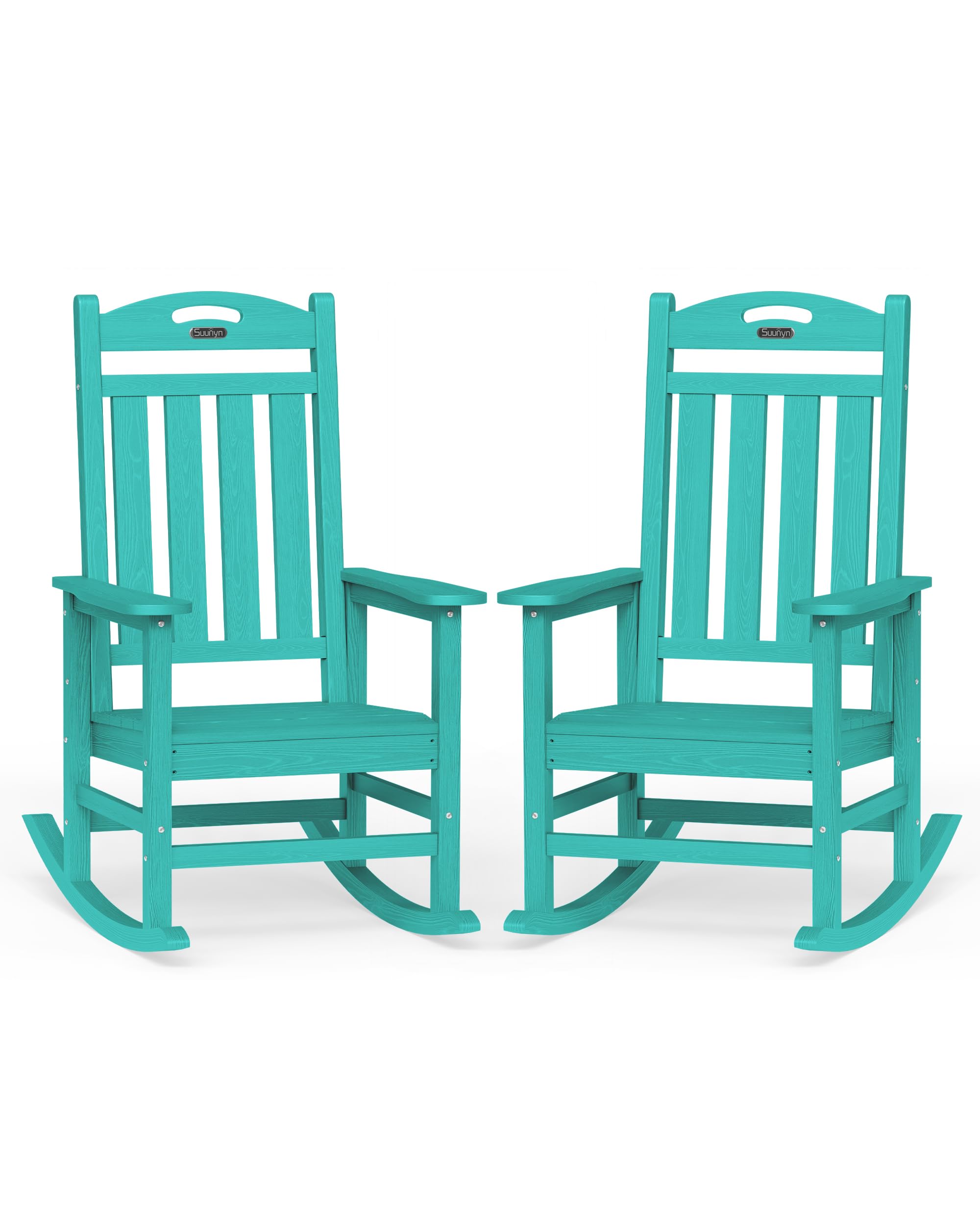 Oversized Outdoor Rocking Chair, High Back Porch Rocker Chair, HDPE All Weather Resistant Rocking Chairs for Patio, 380lbs Weight Capacity, Black