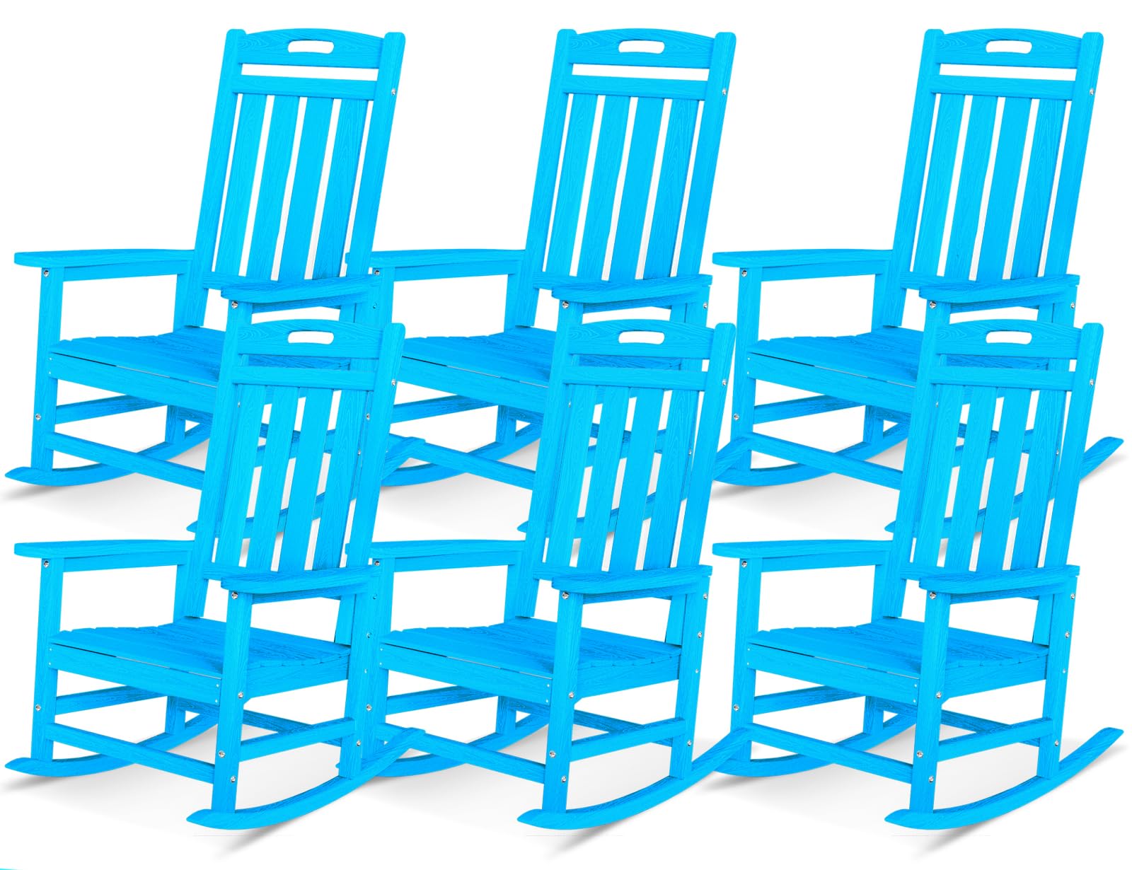 Outdoor Rocking Chair, High Back HDPE Patio Chair, All Weather Rocker Porch Chair, Lawn Chair for Deck, Porch, Backyard, Garden and Indoor, Black
