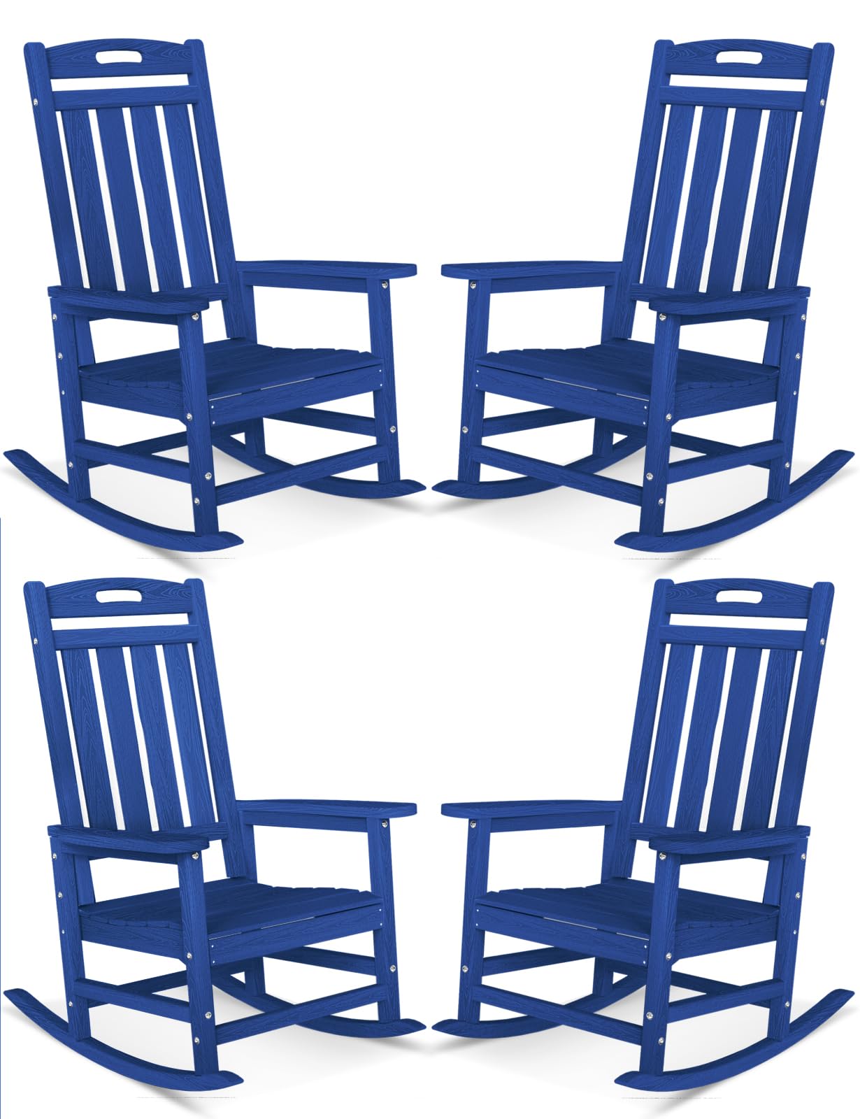 Outdoor Rocking Chair, High Back HDPE Patio Chair, All Weather Rocker Porch Chair, Lawn Chair for Deck, Porch, Backyard, Garden and Indoor, Black