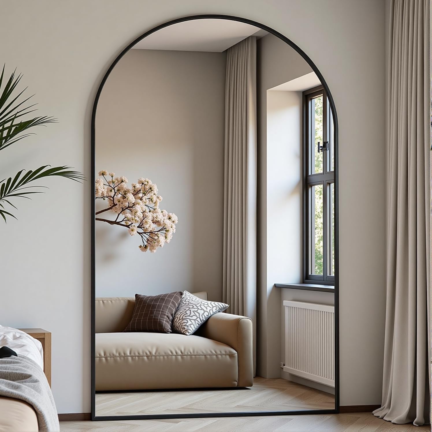 22"×30" Bronze Arched Wall Mirror, Vintage Baroque Metal Framed Mirror for Bathroom Entryway