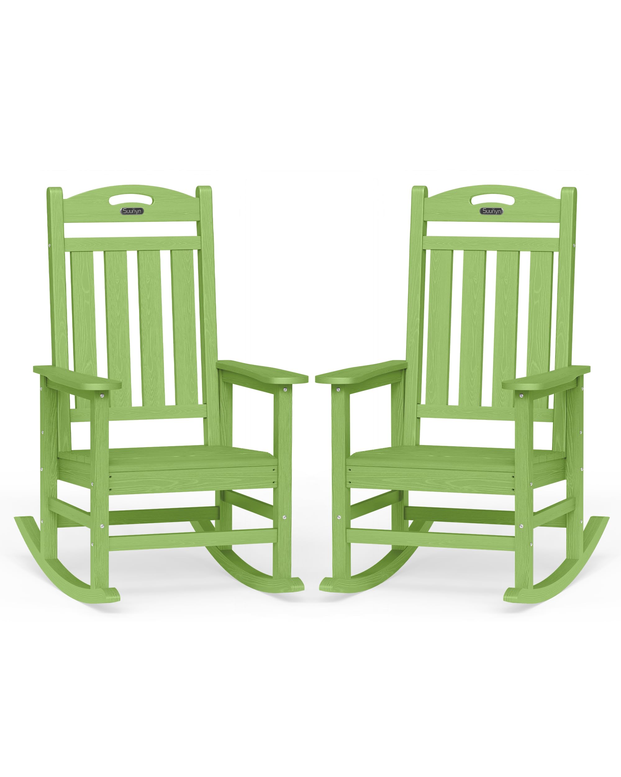 Oversized Outdoor Rocking Chair, HDPE All Weather Resistant Patio Rocking Chair, High Back Porch Rocking Chair, 380lbs Weight Capacity, Dark Grey