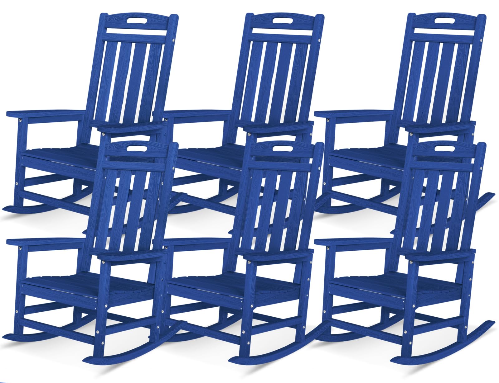 Outdoor Rocking Chair, High Back HDPE Patio Chair, All Weather Rocker Porch Chair, Lawn Chair for Deck, Porch, Backyard, Garden and Indoor, Black