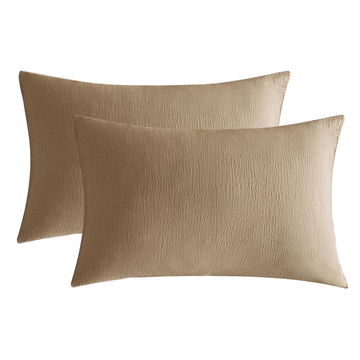 SE SOFTEXLY Muslin Pillowcases Standard Size 100% Cotton, 2 Pack Pillow Shams with Envelope Closure, Ultral Soft and Breathable Pillow Case Covers, Off-White, 20" X 26", No Filling
