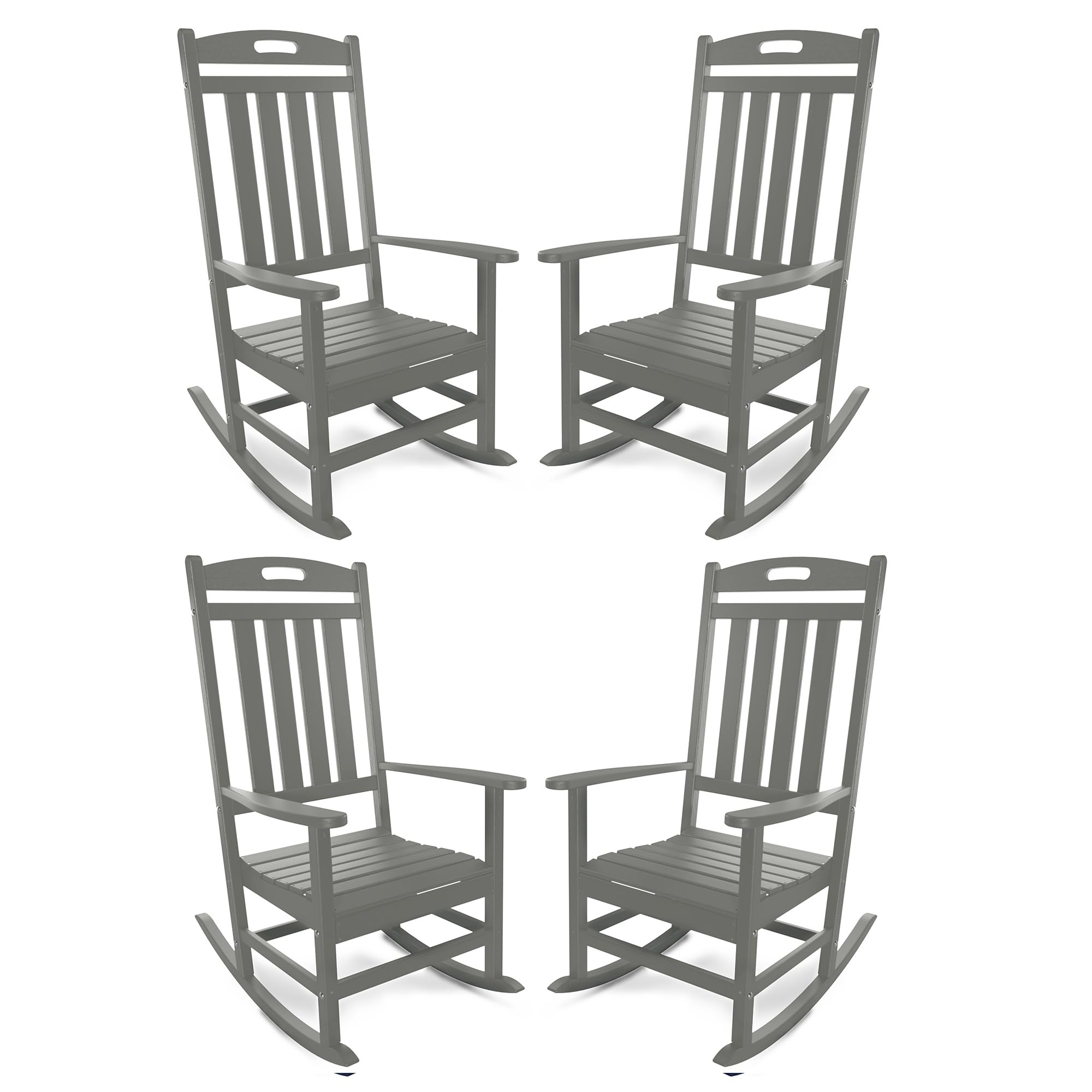 Slate Grey All-Weather Poly Lumber High Back Outdoor Rocking Chair for Porch Garden