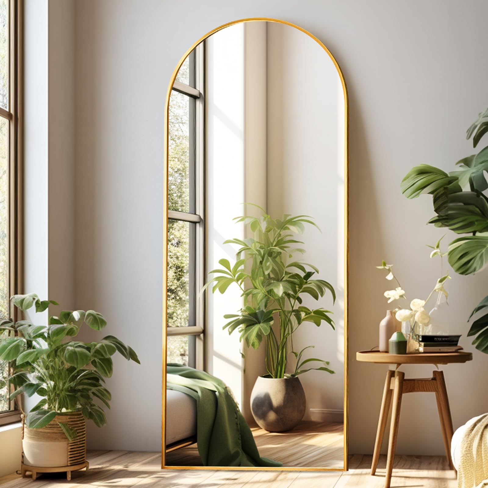 22"×30" Bronze Arched Wall Mirror, Vintage Baroque Metal Framed Mirror for Bathroom Entryway