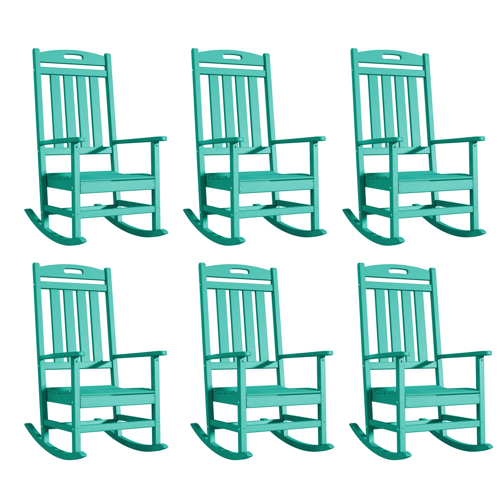 Slate Grey All-Weather Poly Lumber High Back Outdoor Rocking Chair for Porch Garden