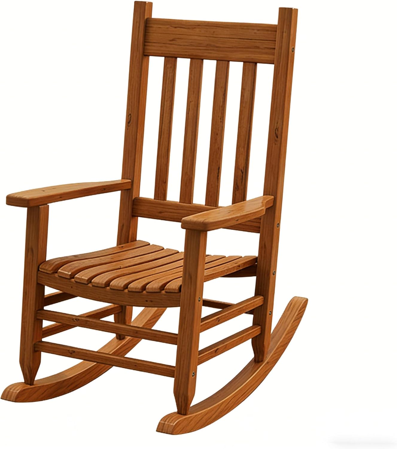 Oversized Outdoor Wooden Rocking Chair for Adults, High Back Porch Rocker with Armrest, 540 lbs Weight Capacity, All Weather Waterproof Rocking Chair for Patio Lawn Garden Living Room (Brown)