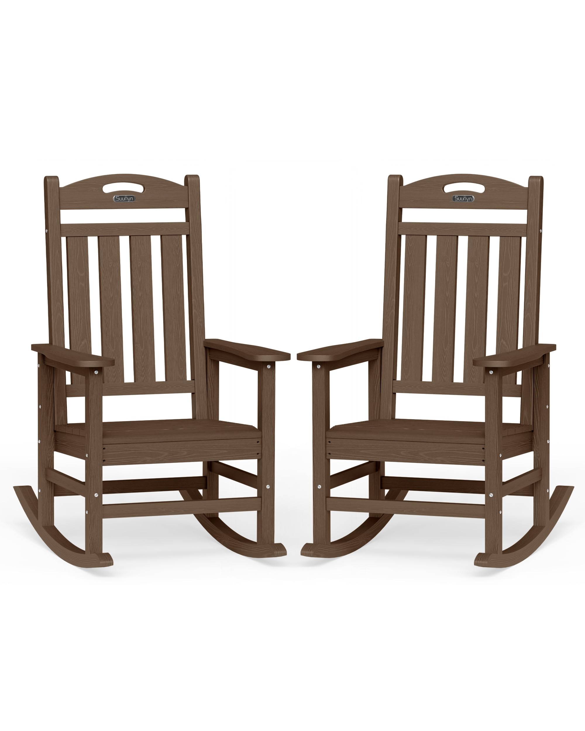 Oversized Outdoor Rocking Chair, High Back Porch Rocker Chair, HDPE All Weather Resistant Rocking Chairs for Patio, 380lbs Weight Capacity, Black