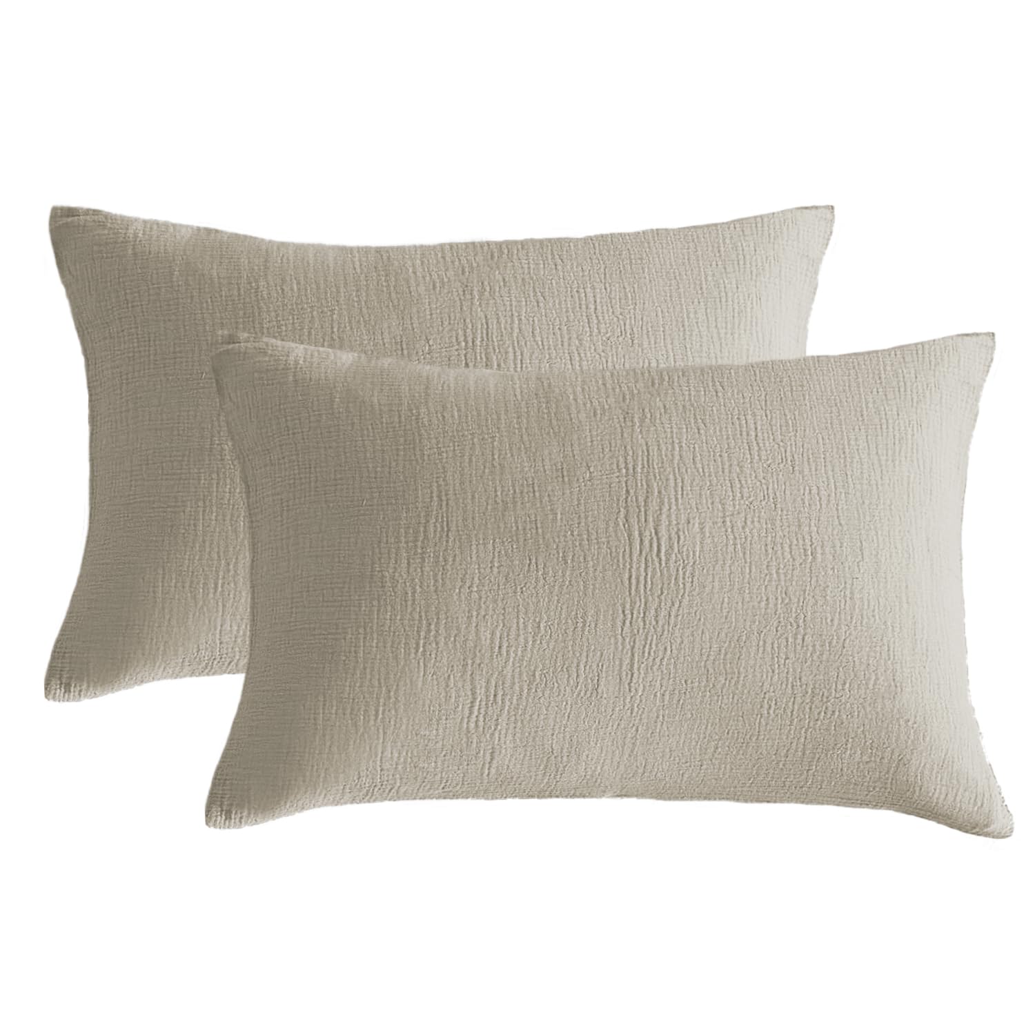 SE SOFTEXLY Muslin Pillowcases Standard Size 100% Cotton, 2 Pack Pillow Shams with Envelope Closure, Ultral Soft and Breathable Pillow Case Covers, Off-White, 20" X 26", No Filling