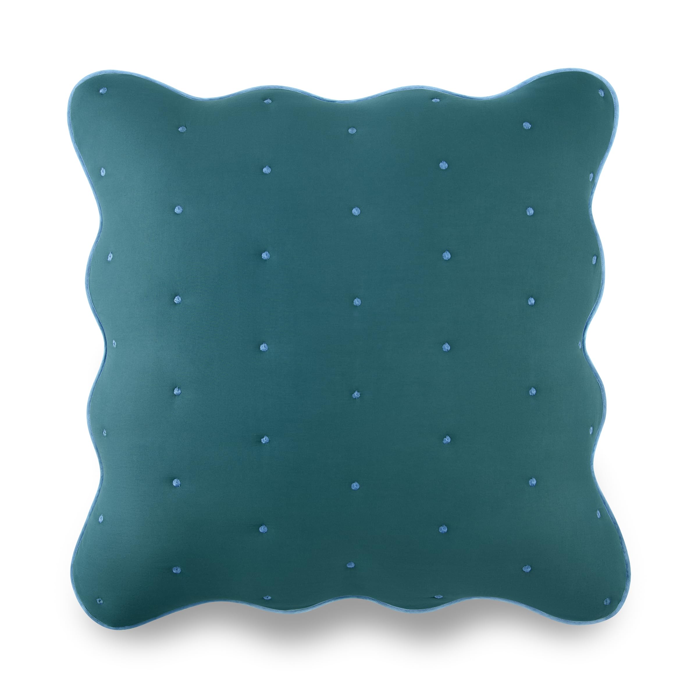 kate spade new york Scalloped Edge Euro Sham, 26" x 26" Decorative Pillow Cover, Single 100% Cotton Cover, Machine Washable, Navy