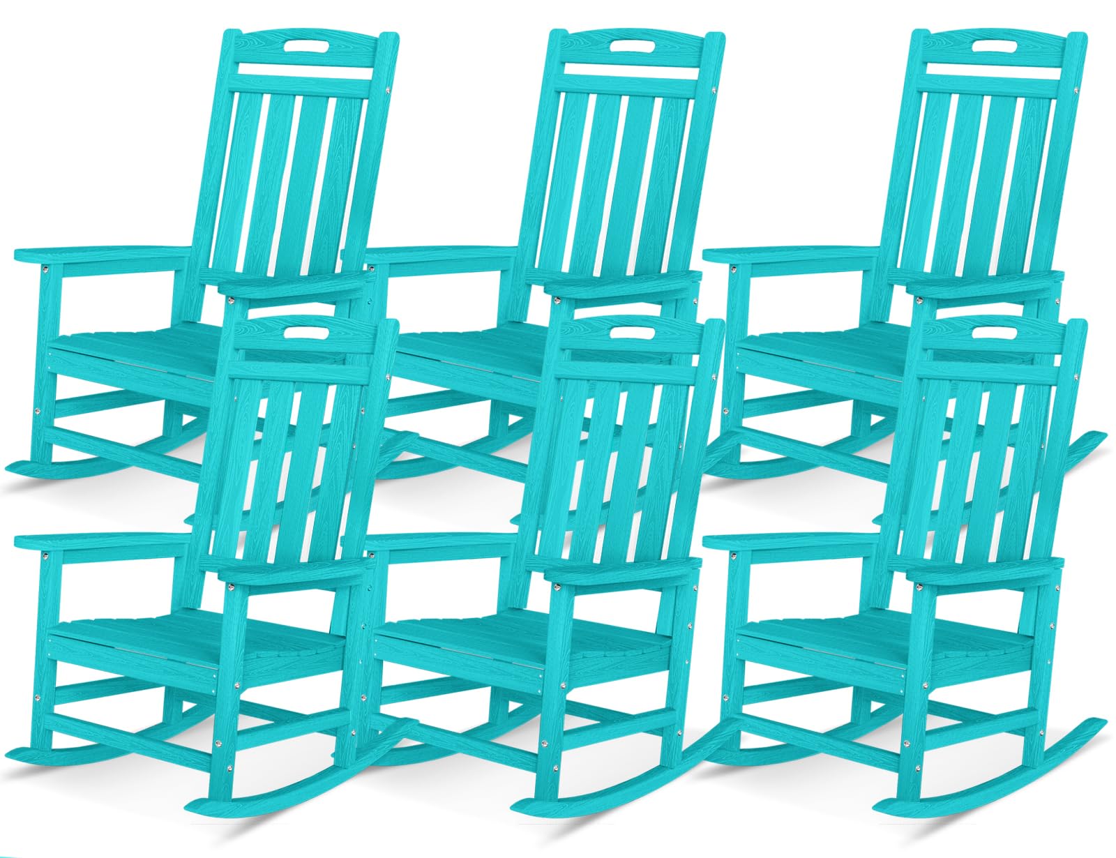 Outdoor Rocking Chair, High Back HDPE Patio Chair, All Weather Rocker Porch Chair, Lawn Chair for Deck, Porch, Backyard, Garden and Indoor, Black