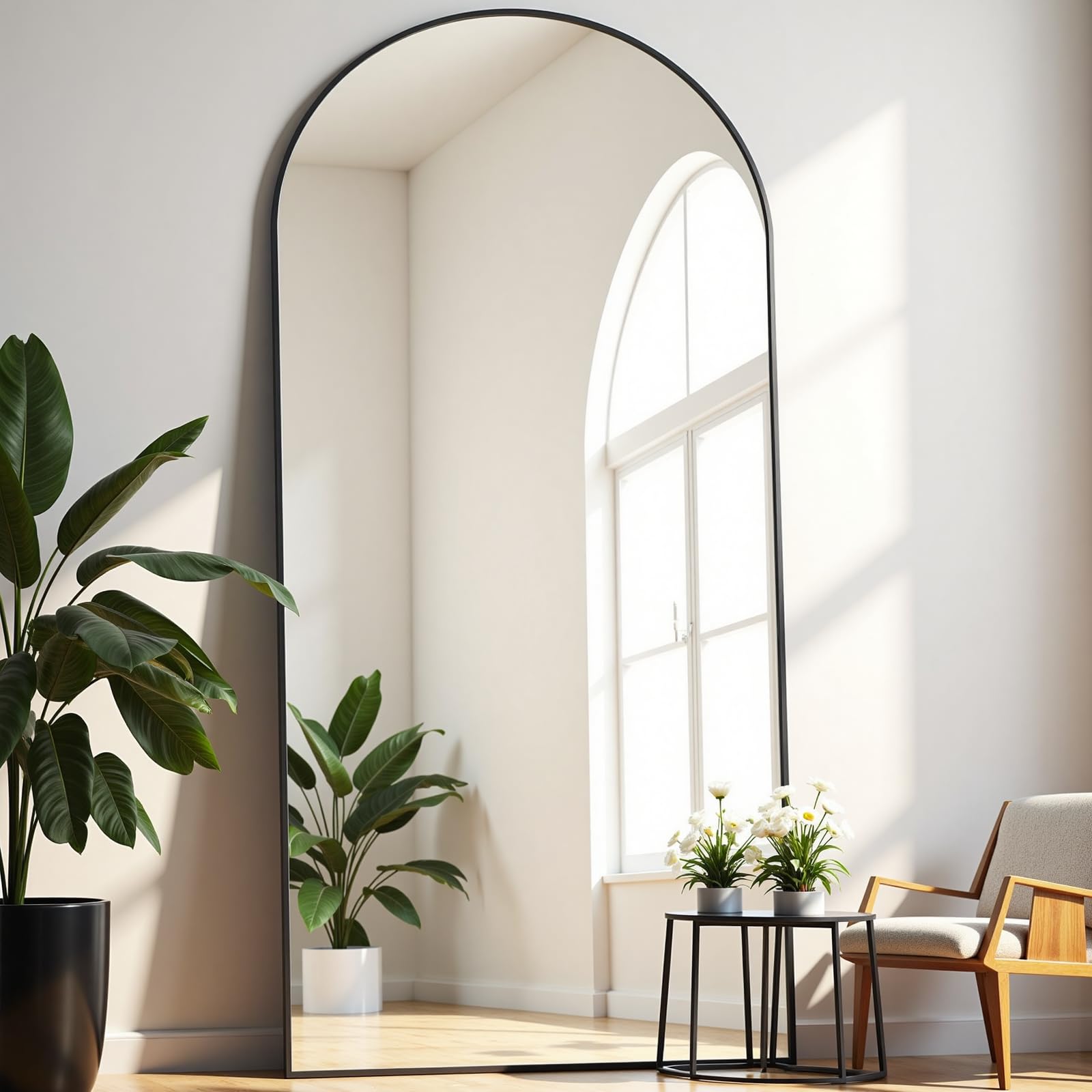 22"×30" Bronze Arched Wall Mirror, Vintage Baroque Metal Framed Mirror for Bathroom Entryway
