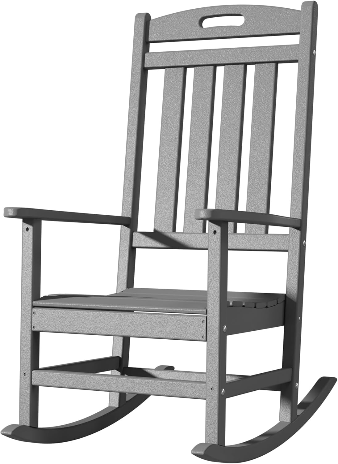 Slate Grey All-Weather Poly Lumber High Back Outdoor Rocking Chair for Porch Garden