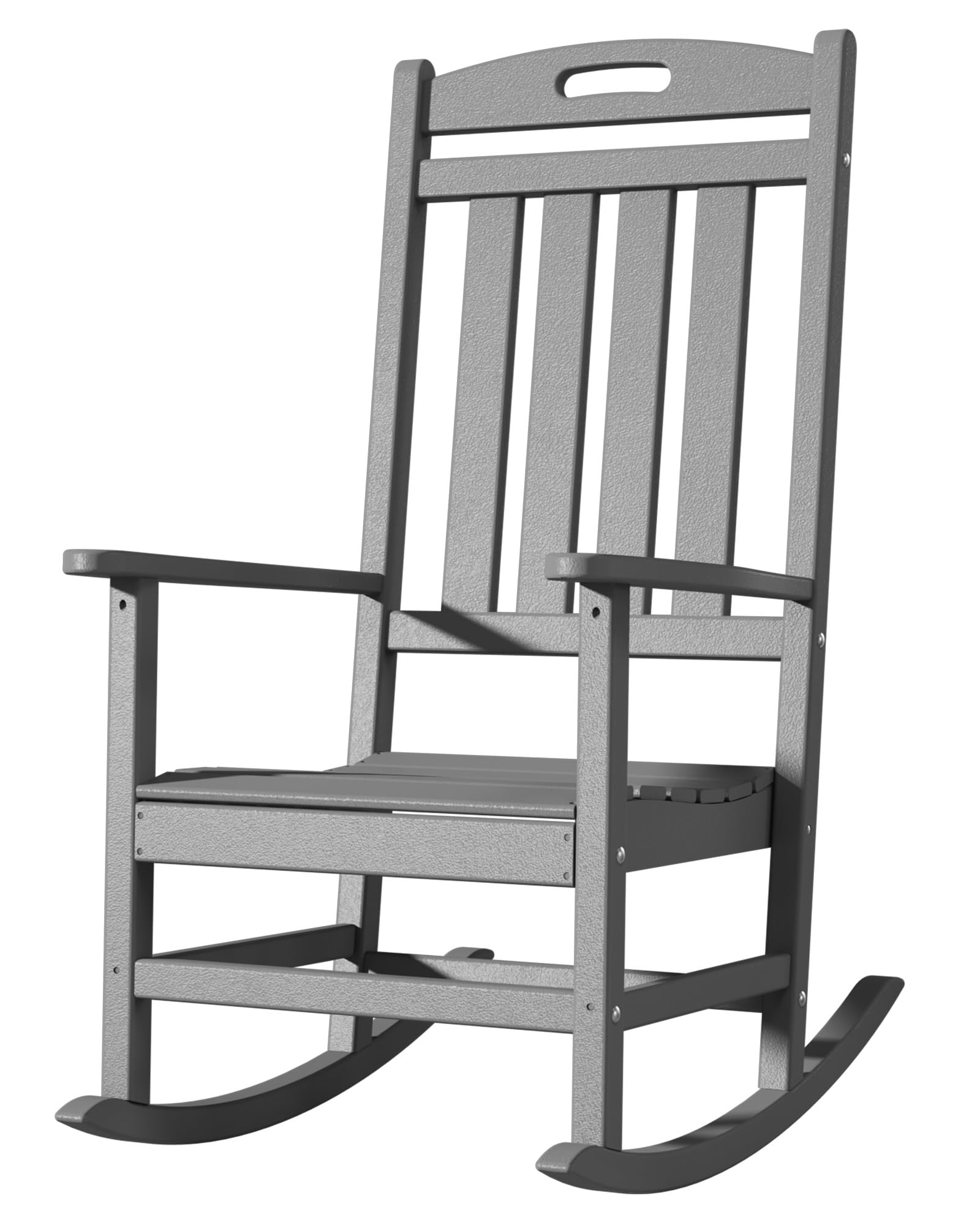 Slate Grey All-Weather Poly Lumber High Back Outdoor Rocking Chair for Porch Garden