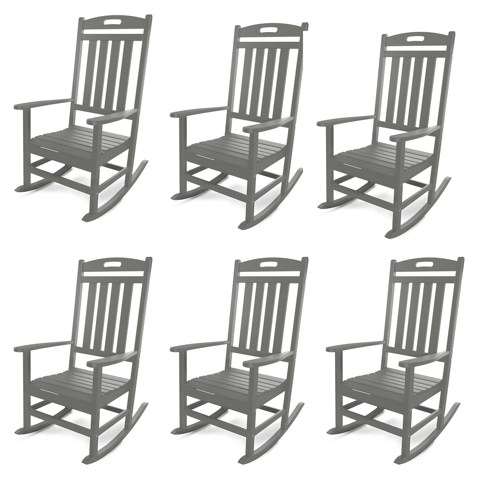 Slate Grey All-Weather Poly Lumber High Back Outdoor Rocking Chair for Porch Garden