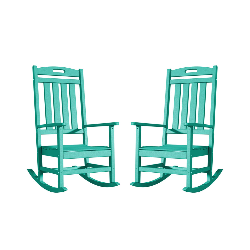 Slate Grey All-Weather Poly Lumber High Back Outdoor Rocking Chair for Porch Garden