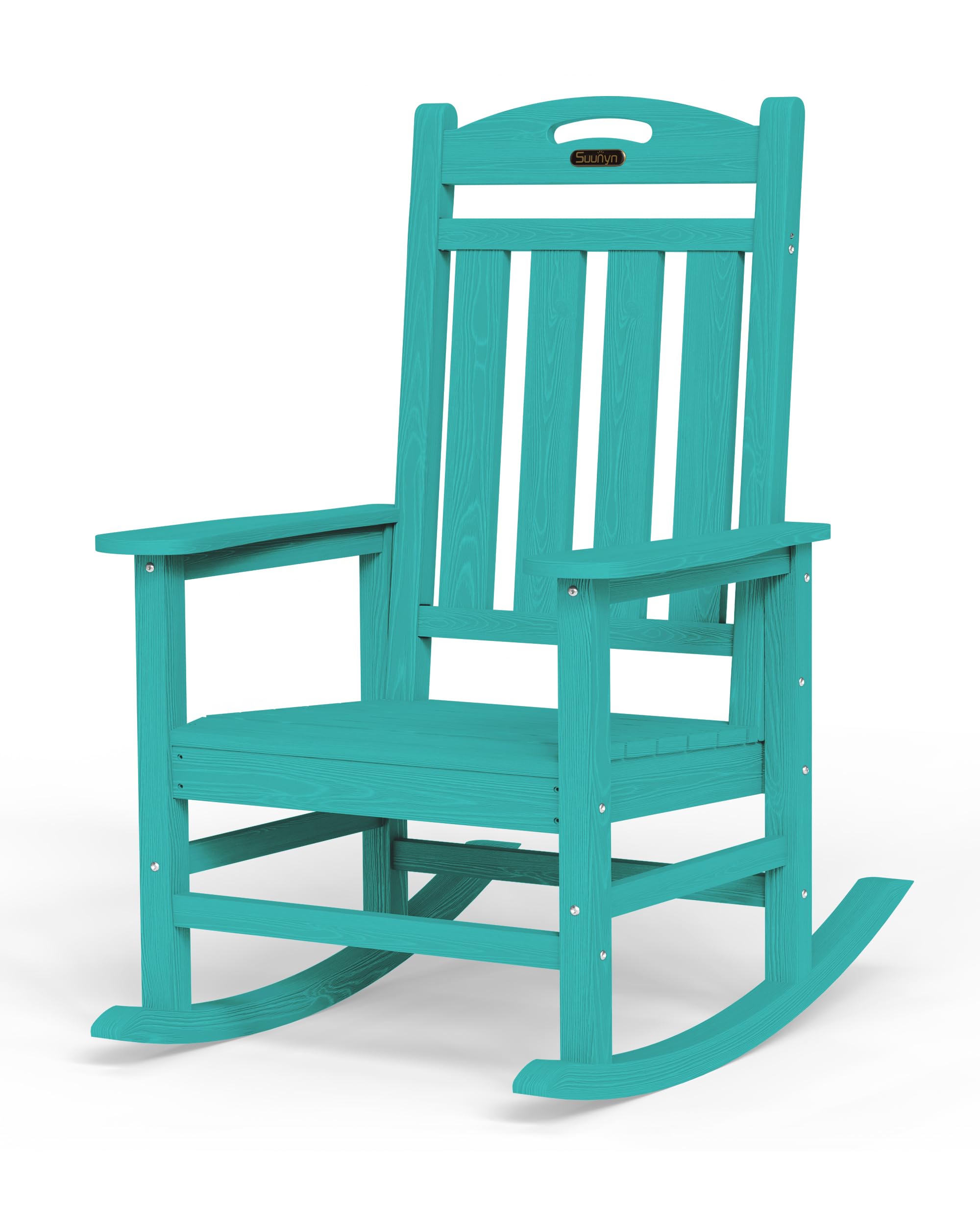 Oversized Outdoor Rocking Chair, High Back Porch Rocker Chair, HDPE All Weather Resistant Rocking Chairs for Patio, 380lbs Weight Capacity, Black