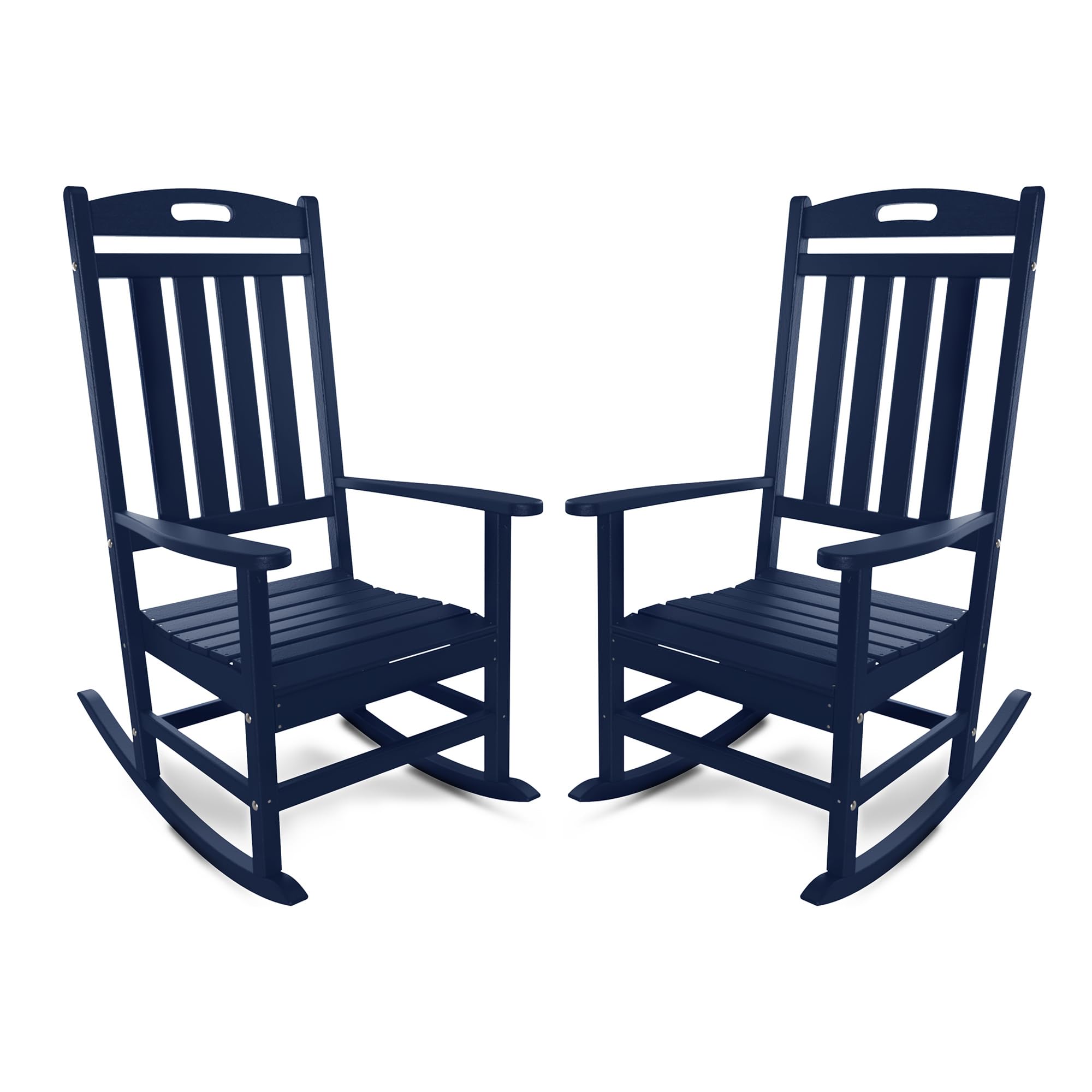 Slate Grey All-Weather Poly Lumber High Back Outdoor Rocking Chair for Porch Garden
