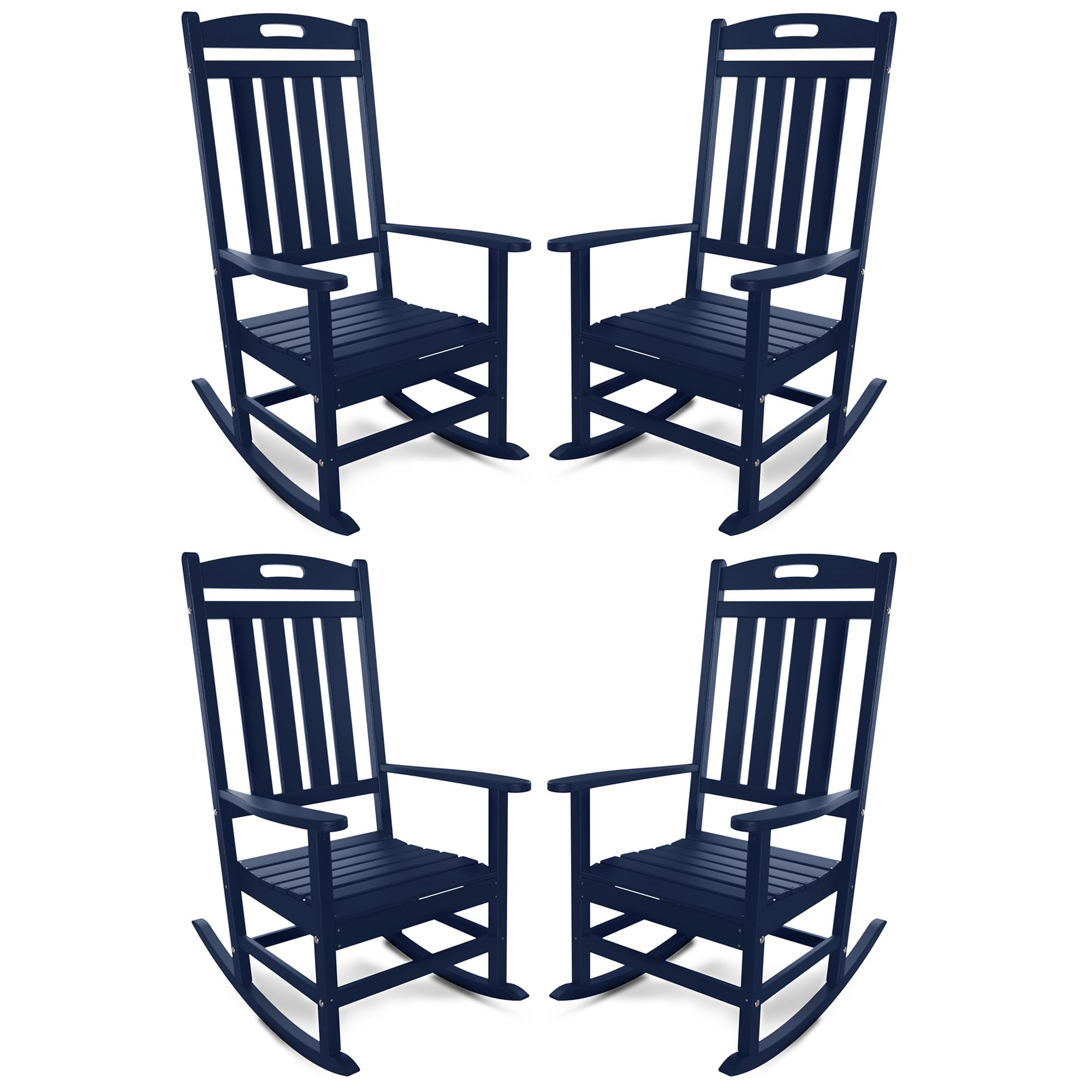 Slate Grey All-Weather Poly Lumber High Back Outdoor Rocking Chair for Porch Garden