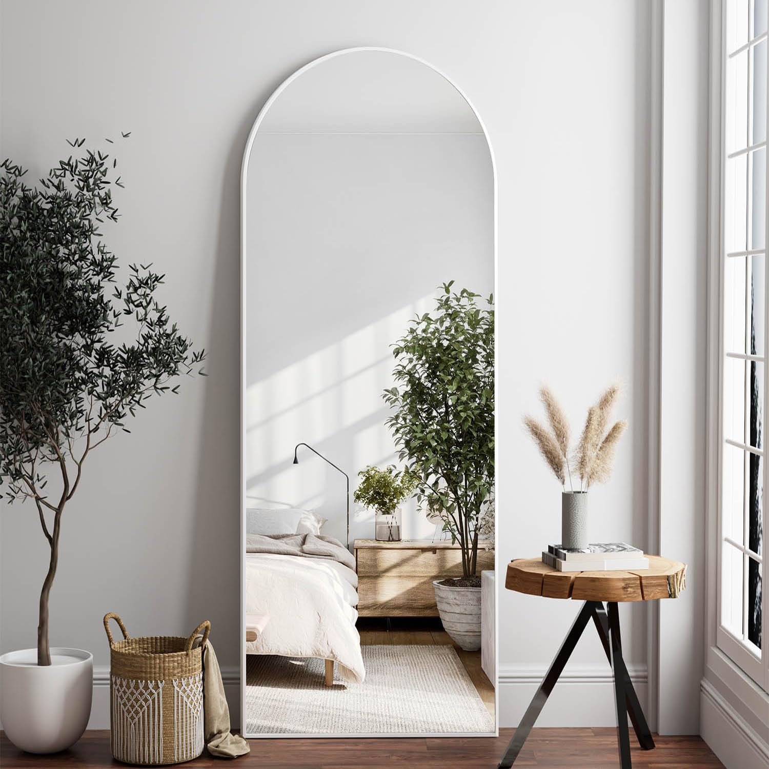 22"×30" Bronze Arched Wall Mirror, Vintage Baroque Metal Framed Mirror for Bathroom Entryway