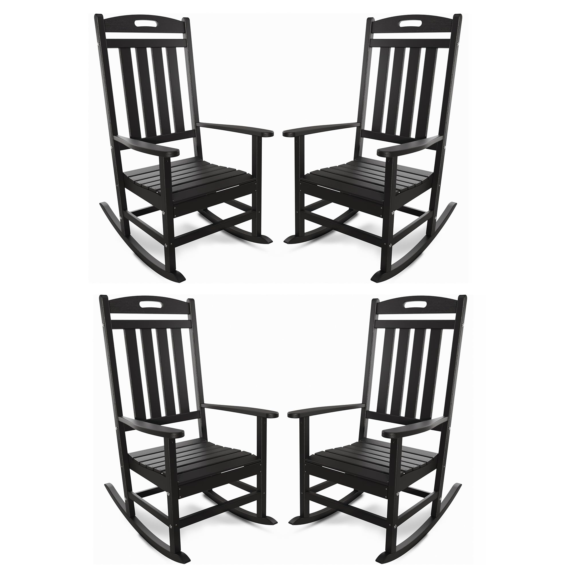 Slate Grey All-Weather Poly Lumber High Back Outdoor Rocking Chair for Porch Garden